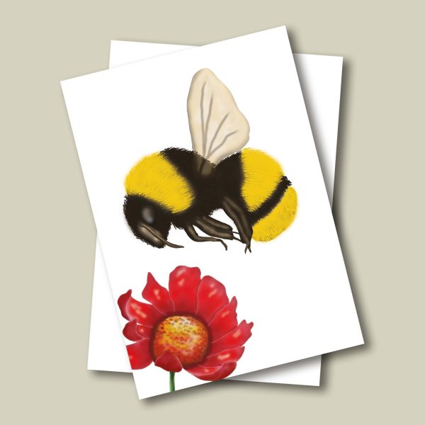 busy bee1 Bumblebee & Flower Greeting Card - Frameable Art