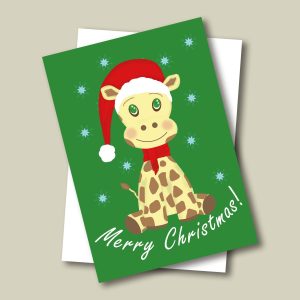 girafa Mockup1 Cute Giraffe Christmas Card