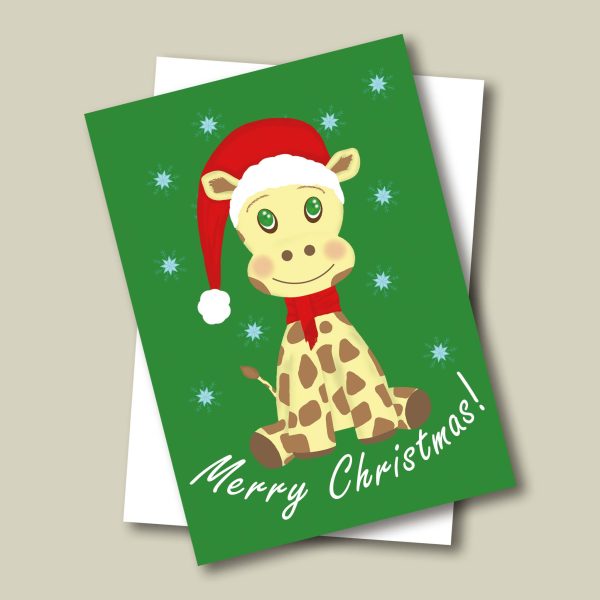 girafa Mockup1 Cute Giraffe Christmas Card