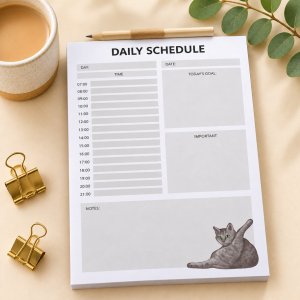 Daily Schedule Notepad - Cat