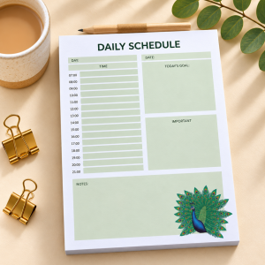 Daily Schedule Notepad - Peacock