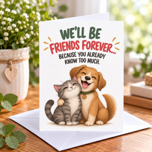 Friendship Greeting Card - Dog & Cat
