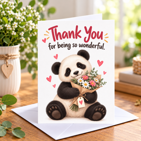 Thank you Greeting Card - Panda