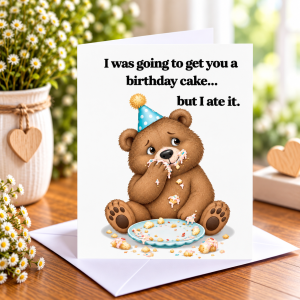 The Bear & the Cake Greeting Card