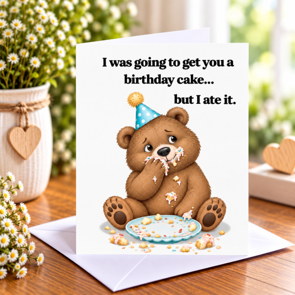 The Bear & the Cake Greeting Card