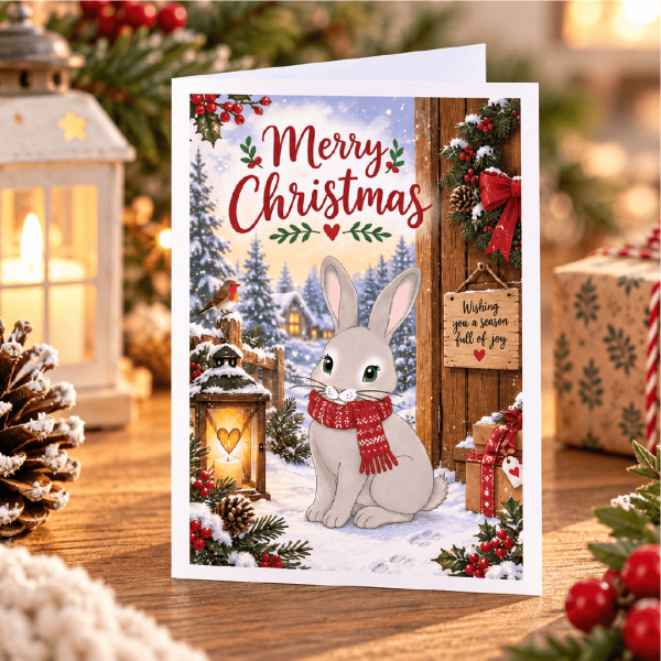 XM02 HARE-6 Christmas Greeting Cards - Hare