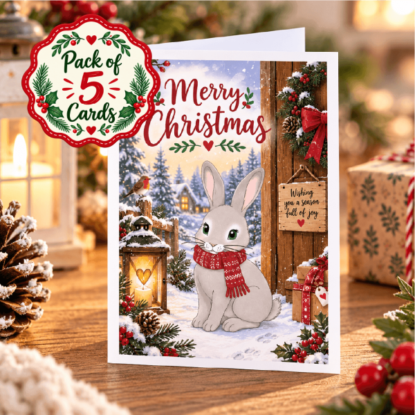 XM02 HARE-pack of 5 Christmas Greeting Cards - Hare - Pack of 5 cards