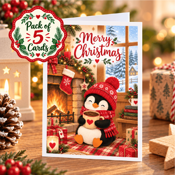 Christmas Greeting Cards - Penguin - Pack of 5 cards